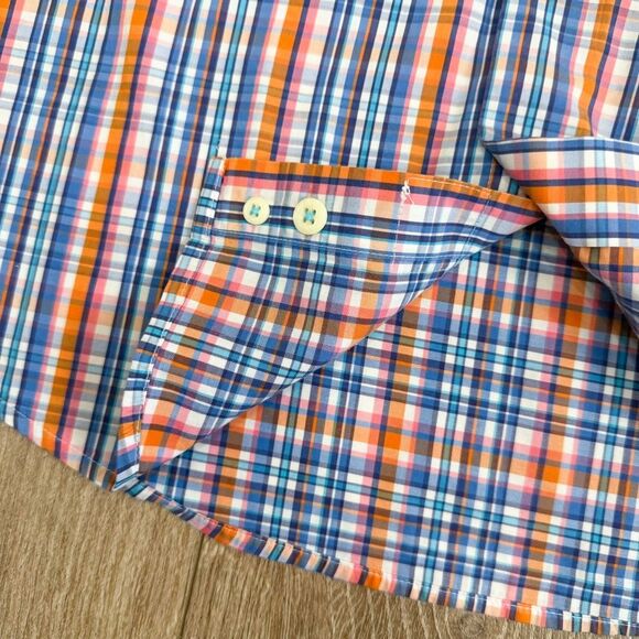 PETER MILLAR Men's Medium Plaid Button Down Short Sleeve Sport Shirt Multicolor - Picture 5 of 8